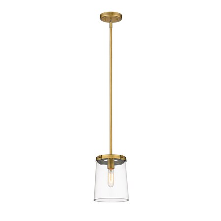 Z-Lite Callista 1 Light Mini Pendant, Rubbed Brass & Clear 3032MP-RB
